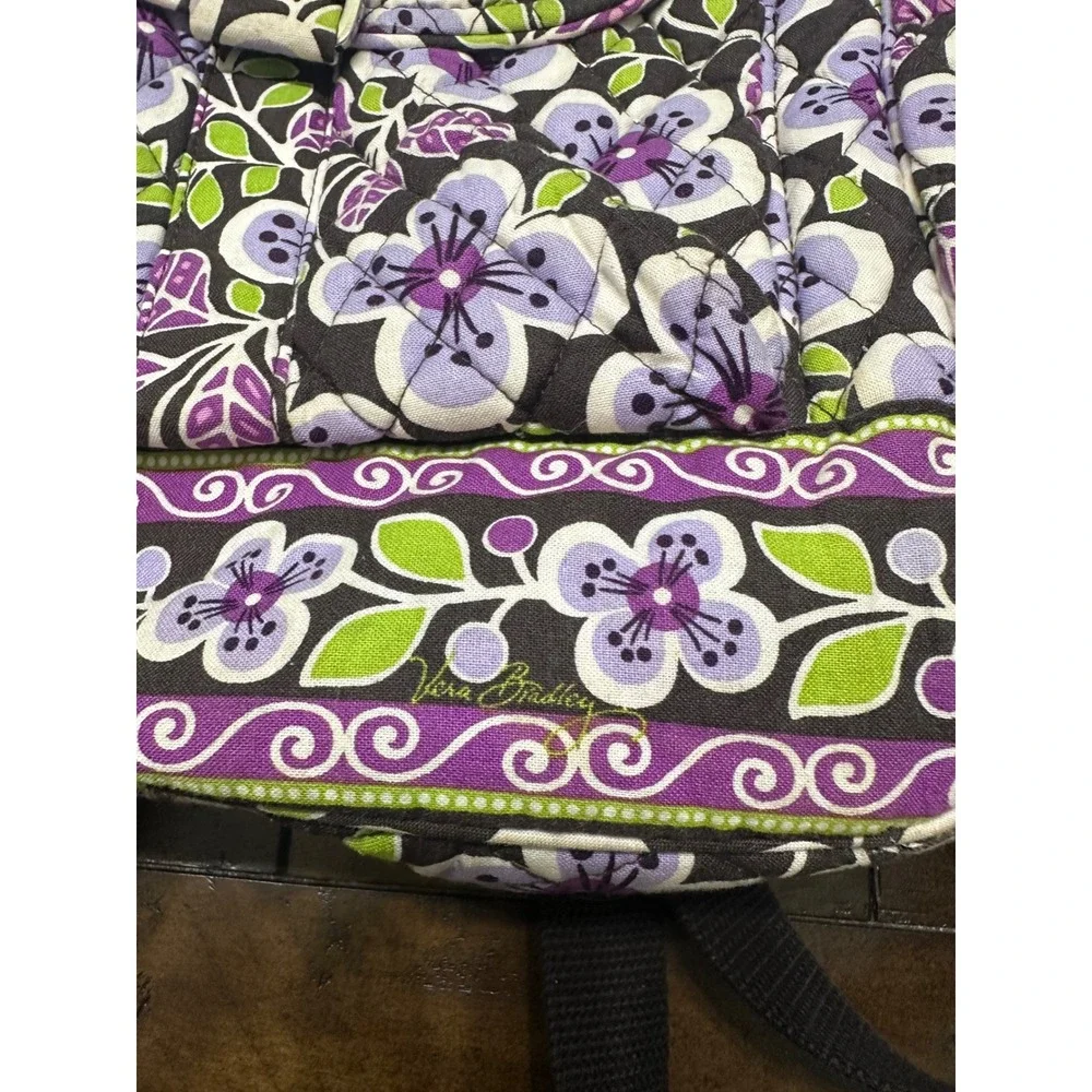 Vera Bradley Plum Crazy Small Backpack Bookbag Retired Purple Floral Cotton